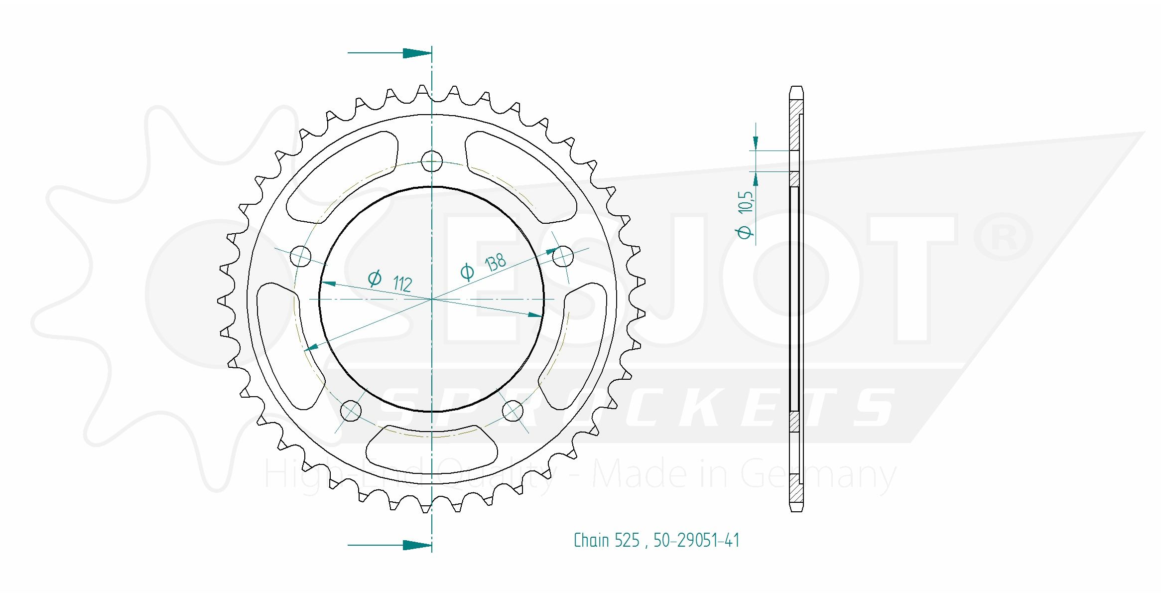 ALU GHEATH - 525 - 41 denti - Made in Germania