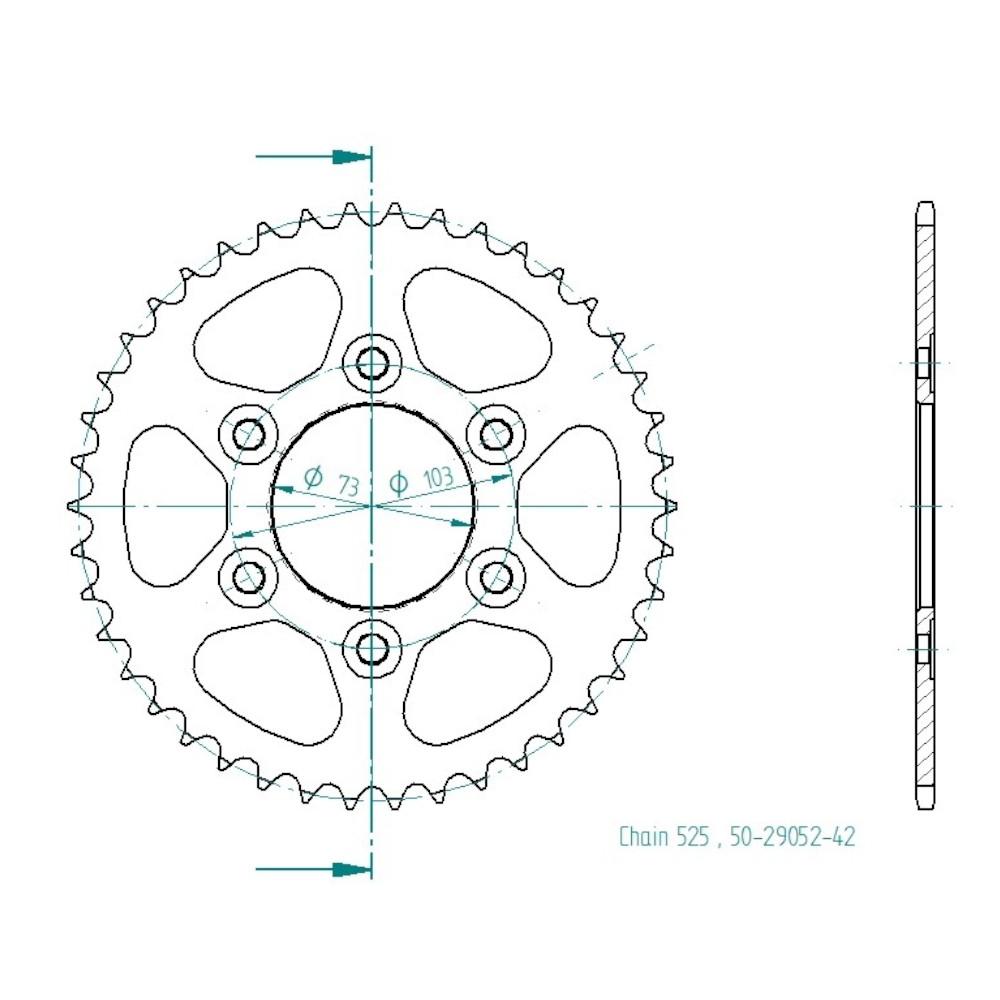 Corona in Acciaio 42 Denti - Passo 525 - Simile a JTR765