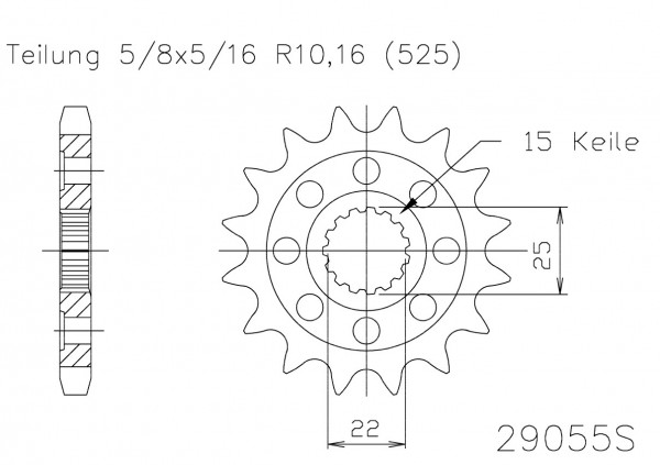 Pignone Ultralight 15 Denti - Passo 525 - Simile JTF1025