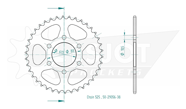 Crown Esjot per Royal Enfield - 525 - 38 denti