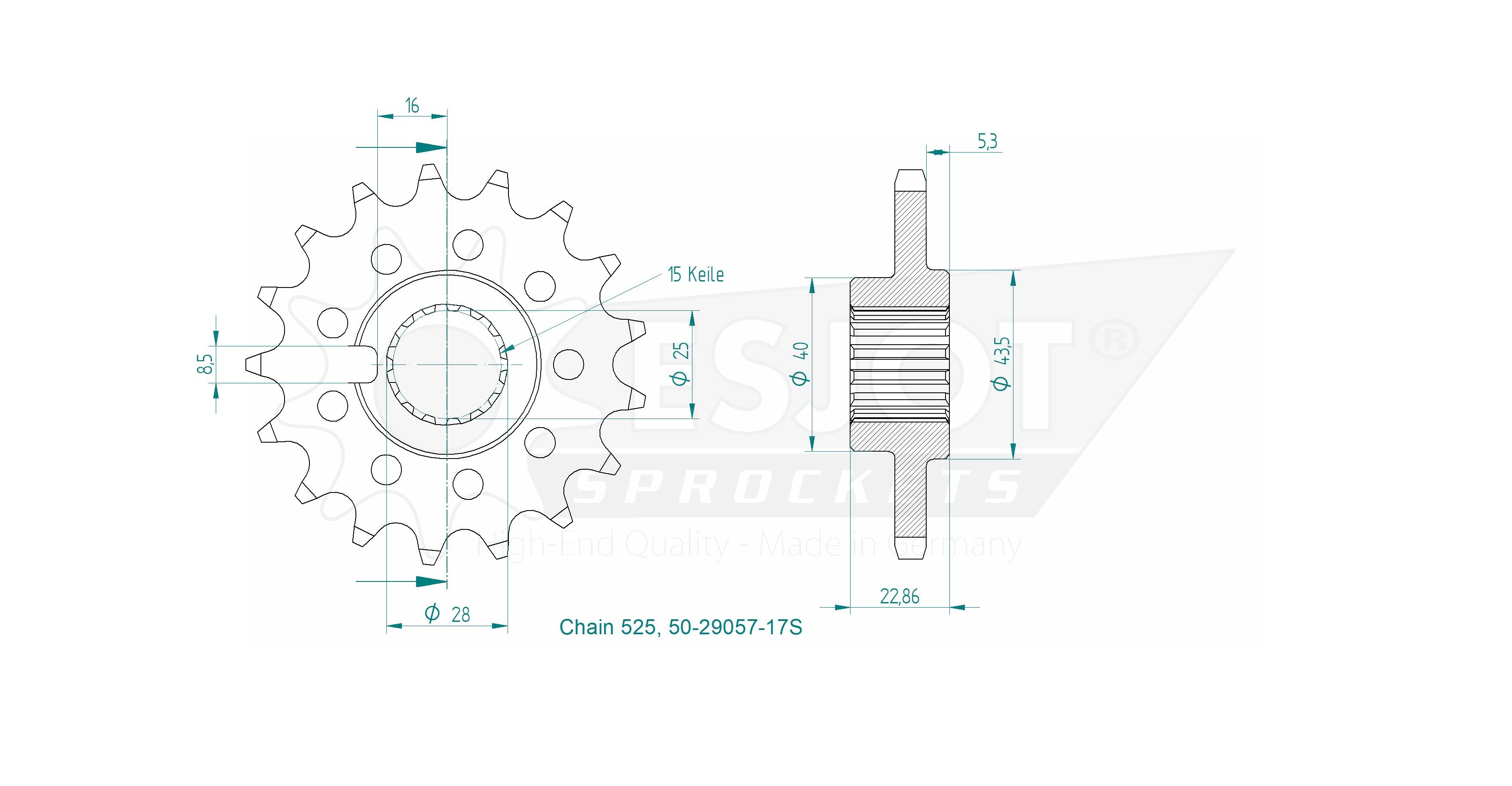 Pignone Ultralight 17 Denti - Passo 525