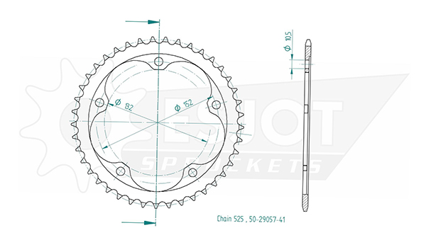 Esjot - Corona d'acciaio - 525 - 41 denti - Made in Germania