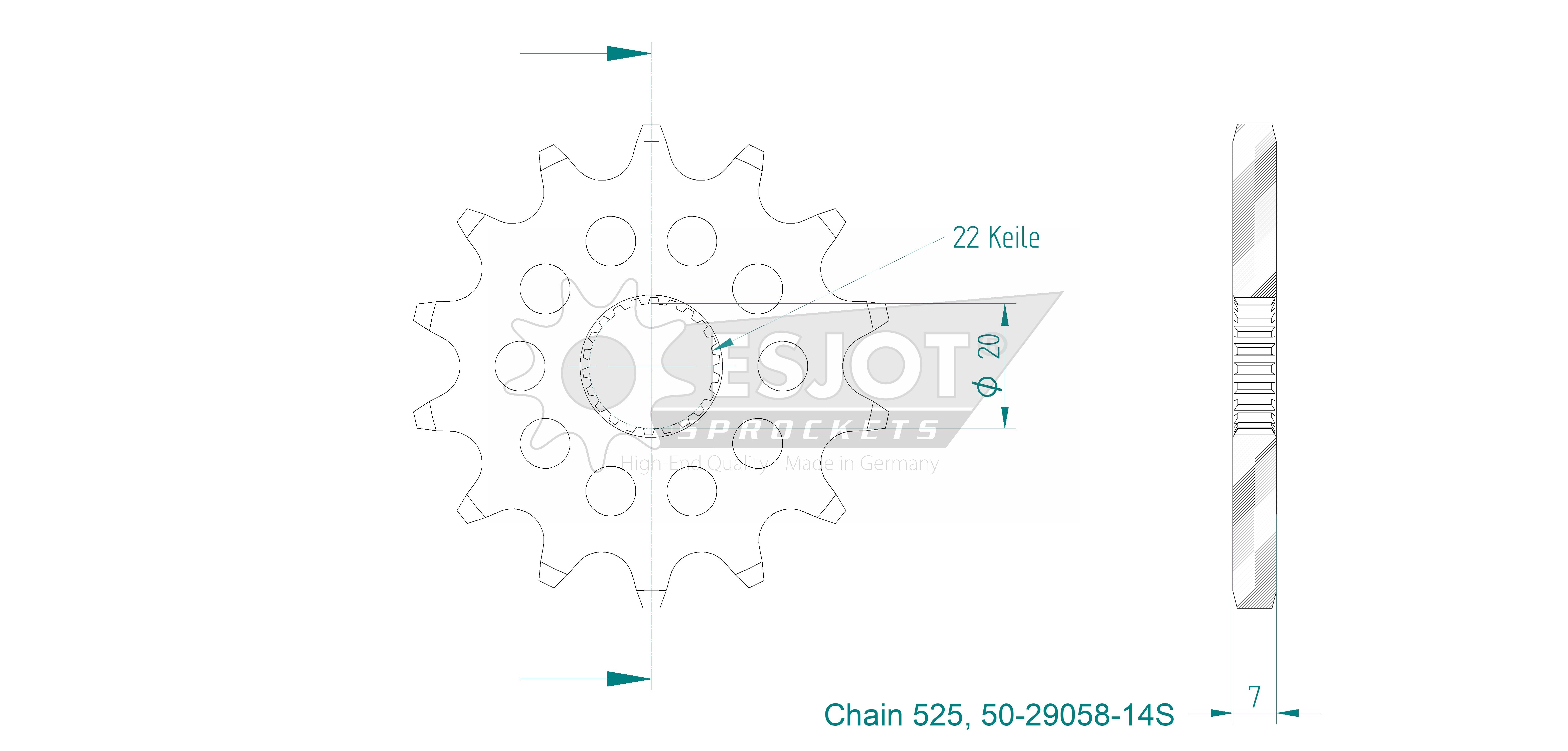 Pignone Ultralight 14 Denti - Passo 525