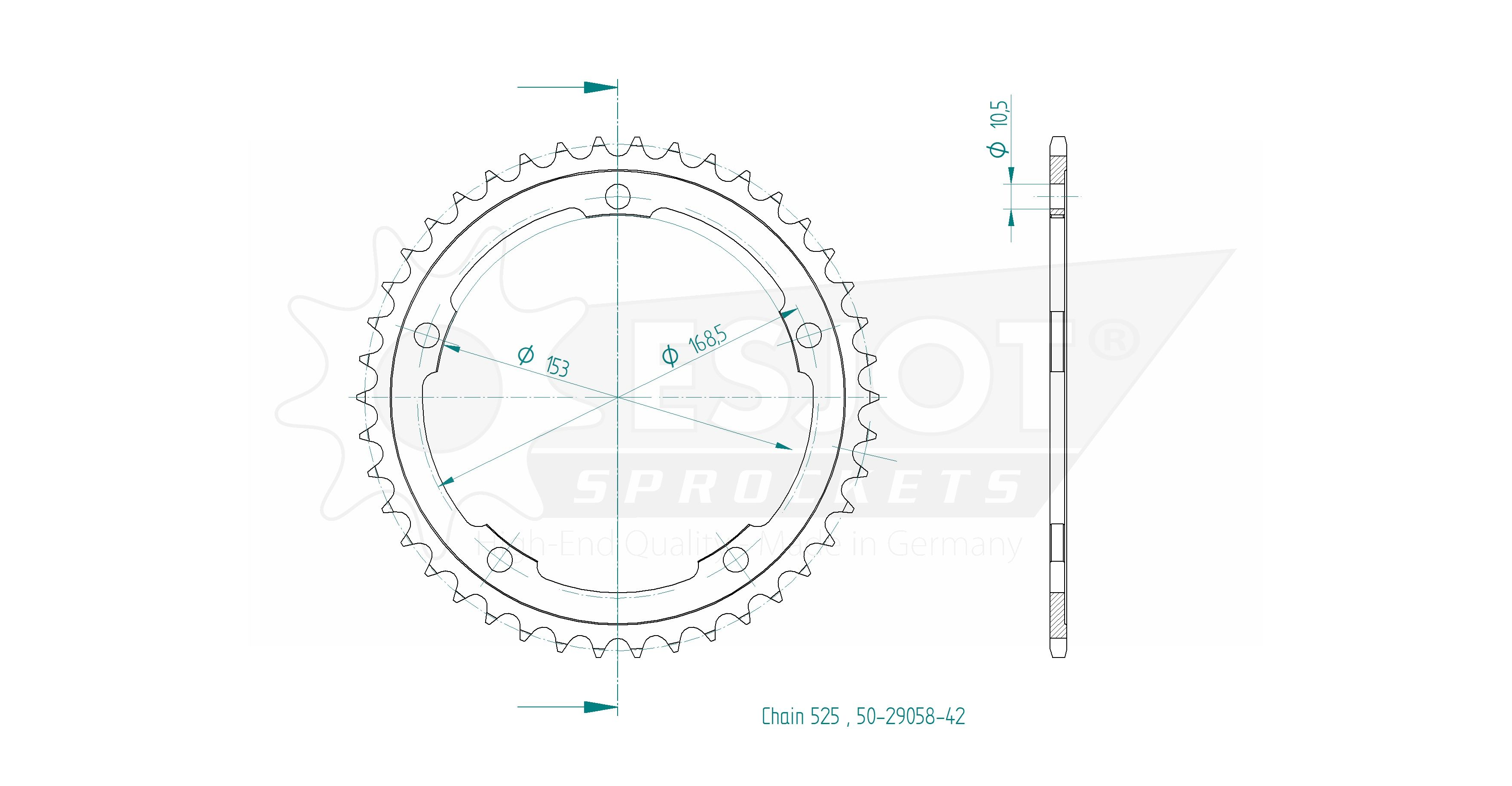 Corona in Acciaio 42 Denti - Passo 525