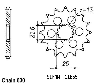 Kawasaki Gable - 630 - 13 denti - simile JTF518 - Made in Germania