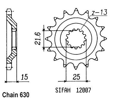 Kawasaki Gable - 630 - 15 denti - simile JTF514 - Made in Germania