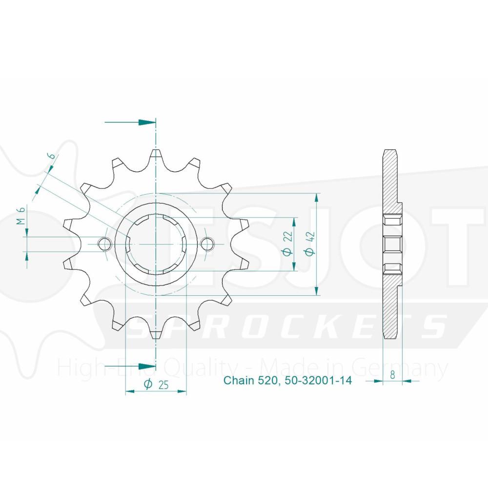TT Honda Gable - 520 - 14 denti - simile JTF281 - Made in Germania
