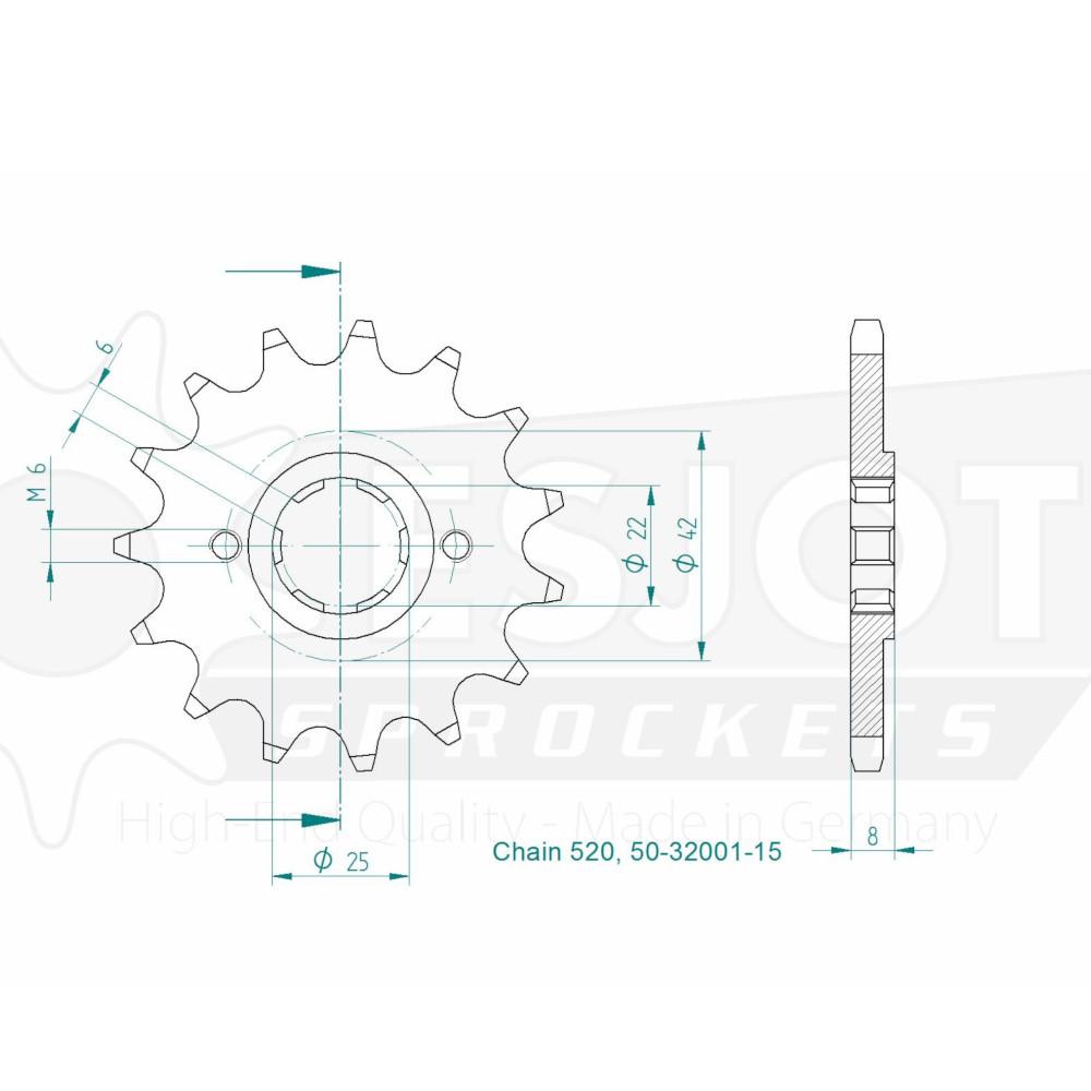 TT Honda Gable - 520 - 15 denti - simile JTF281 - Made in Germania