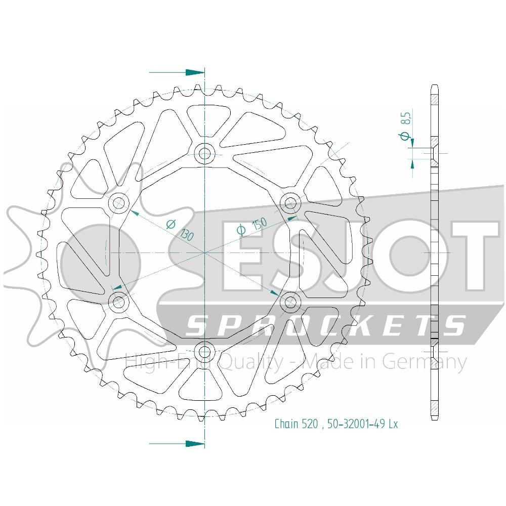 Steel Crown TT UltraLight Yamaha - 520 - 49 denti - Made in Germania