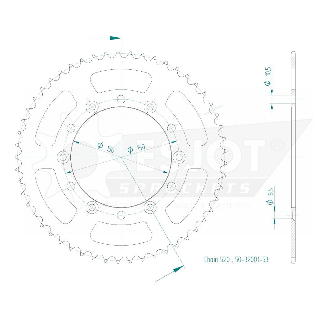 TT Honda Steel Crown - 520 - 53 Denti - Simile JTR245/2 - Made in Germania