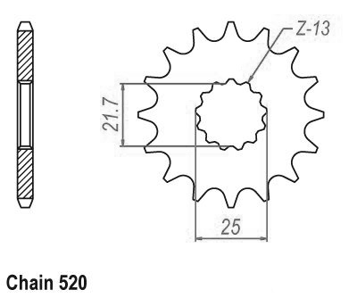 Pignone tt kawasaki -yamaha - 520 - 14 denti - simile JTF565 - Made in Germania