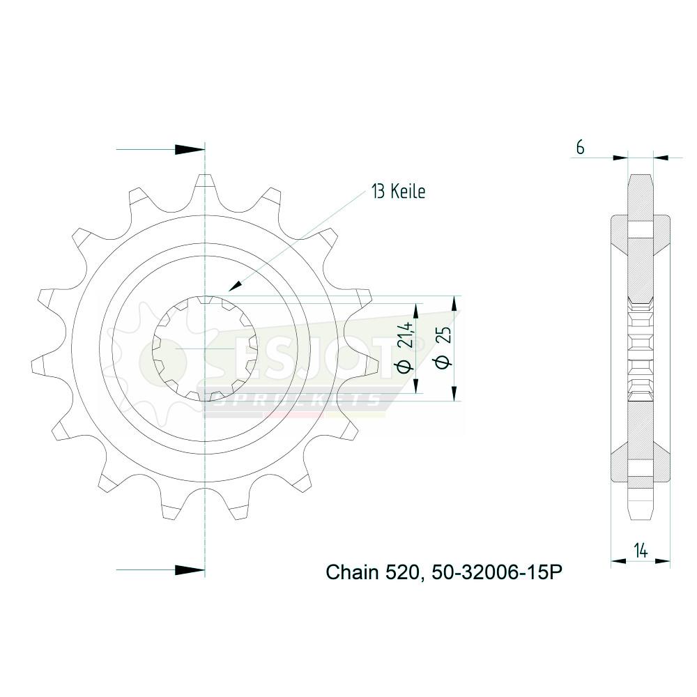 Pignone Silenzioso 15 Denti - Passo 520 - Simile JTF565