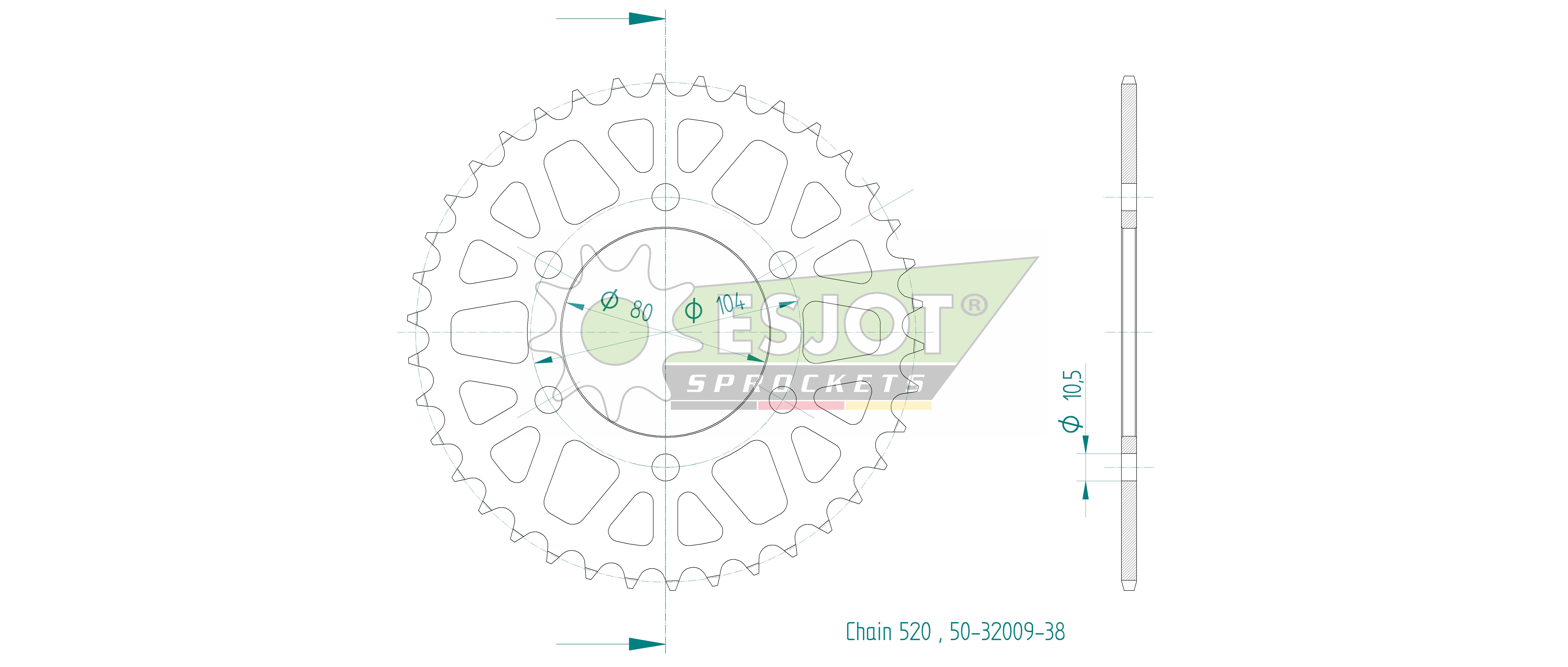 Kawasaki Steel Crown - 520 - 38 Denti - simile JTR1478 - Made in Germania