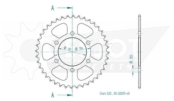 Kawasaki Steel Crown - 520 - 40 denti - simile JTR1478 - Made in Germania