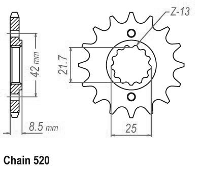 Pignone tt Suzuki - 520 - 14 denti - simile JTF516 - Made in Germania