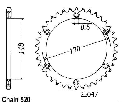 Steel Crown tt Suzuki - 520 - 42 Denti - simile JTR828 - Made in Germania
