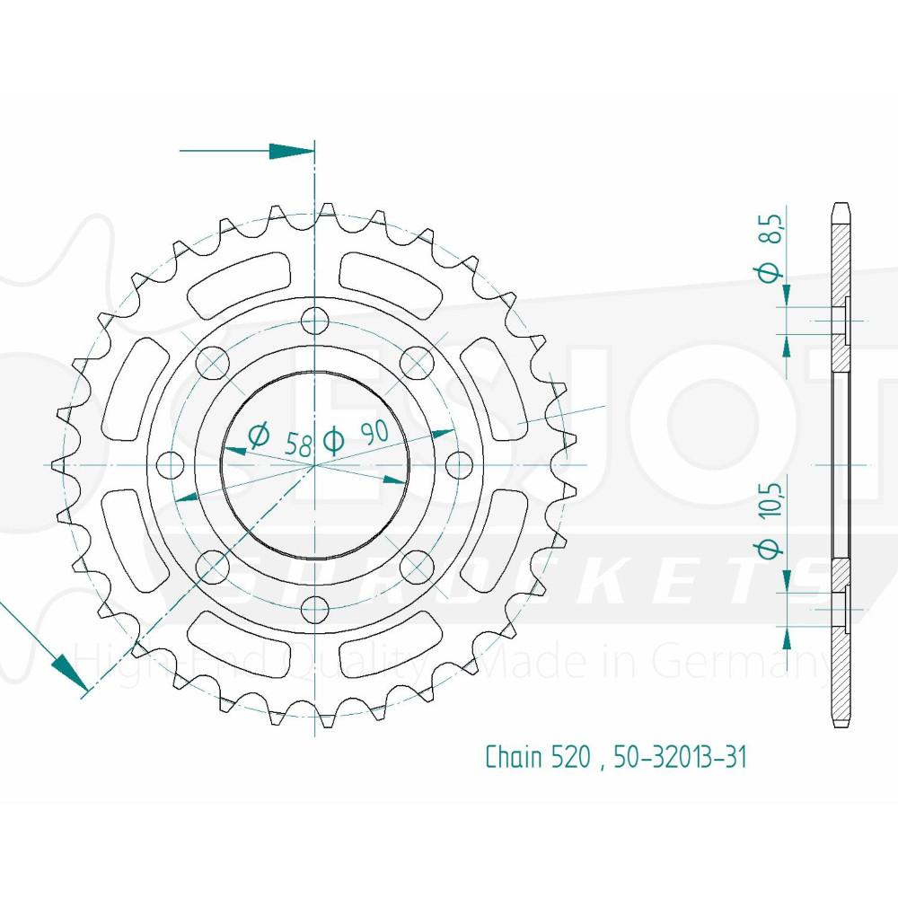 TT Honda Steel Crown - 520 - 31 denti - Made in Germania