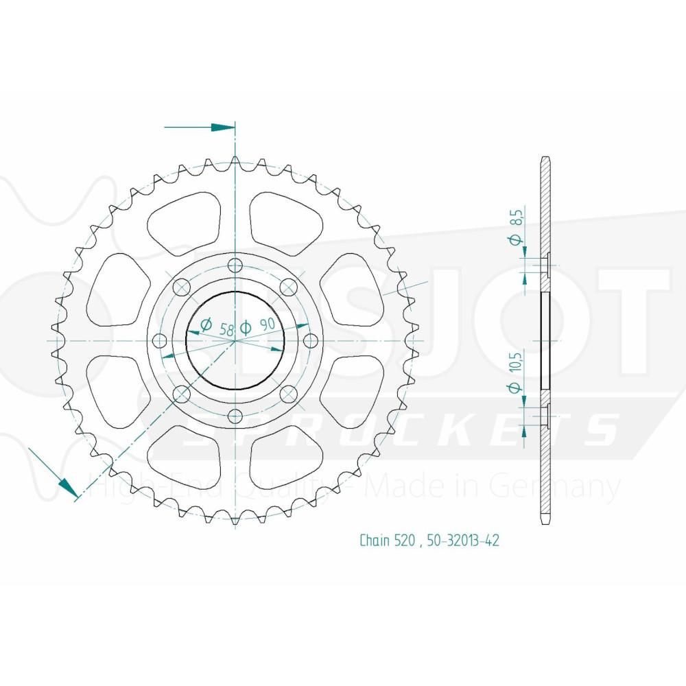 TT Honda Steel Crown - 520 - 42 denti - Made in Germania