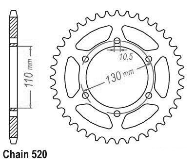 Kawasaki -Suzuki -yamaha Steel Crown - 520 - 45 denti - Made in Germania
