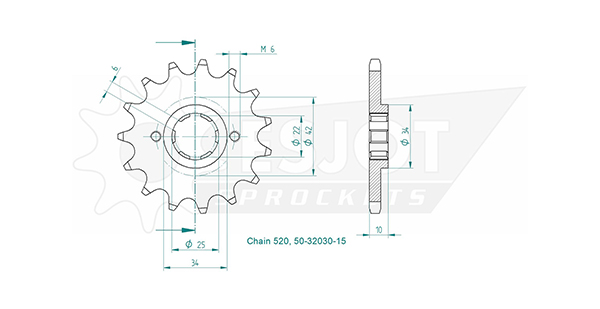 Gable 6 Honda scanalature - 520 - 15 denti - Made in Germania