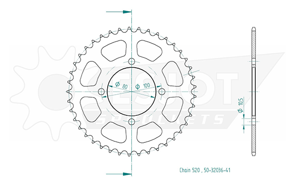 Suzuki Steel Crown - 520 - 41 Denti - simile JTR819 - Made in Germania