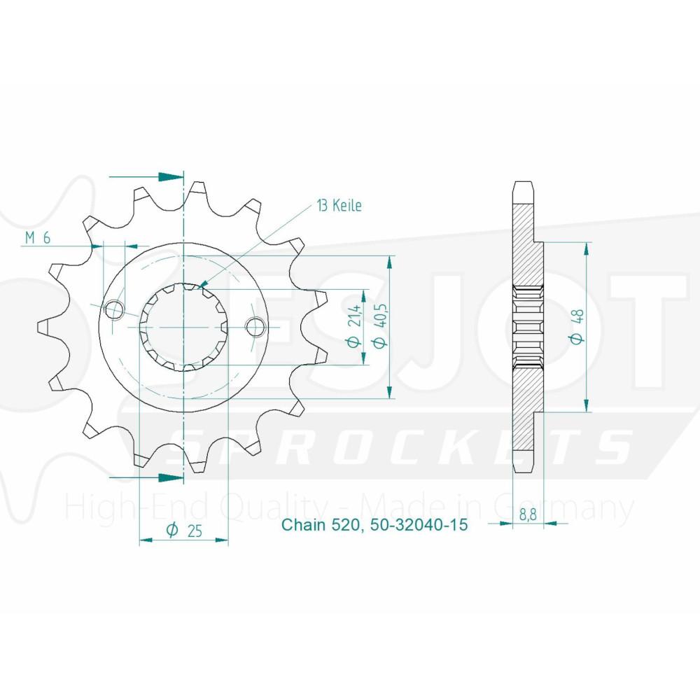 TT Honda Gable - 520 - 15 denti - simile JTF309 - Made in Germania