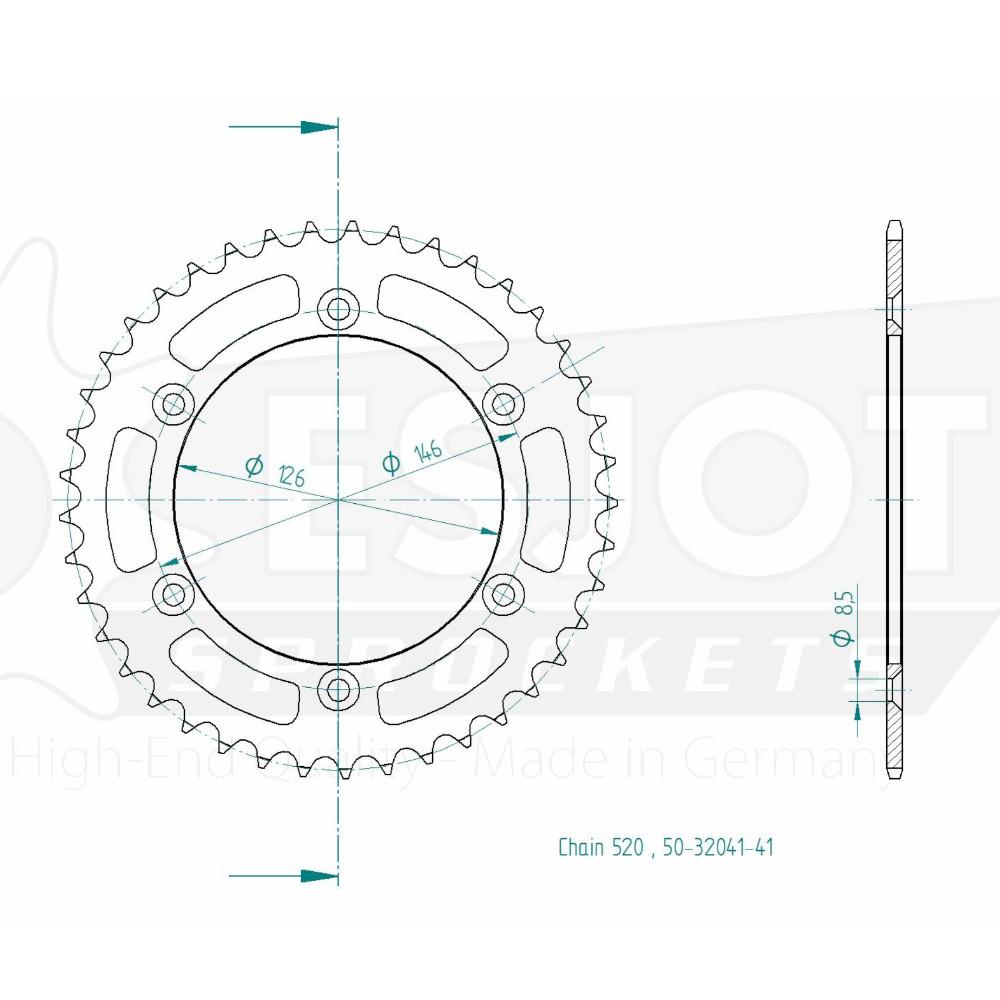 Steel Crown tt Suzuki - 520 - 41 Denti - simile JTR808 - Made in Germania