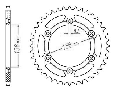 Corona d'acciaio TT Husqvarna -Suzuki - 520 - 43 Dent - simile JTR822 - Made in Germania