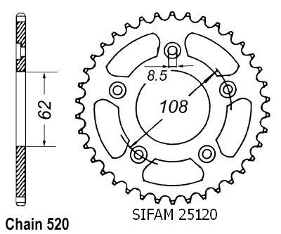 Aprilia Steel Crown - 520 - 40 denti - simile JTR701 - Made in Germania