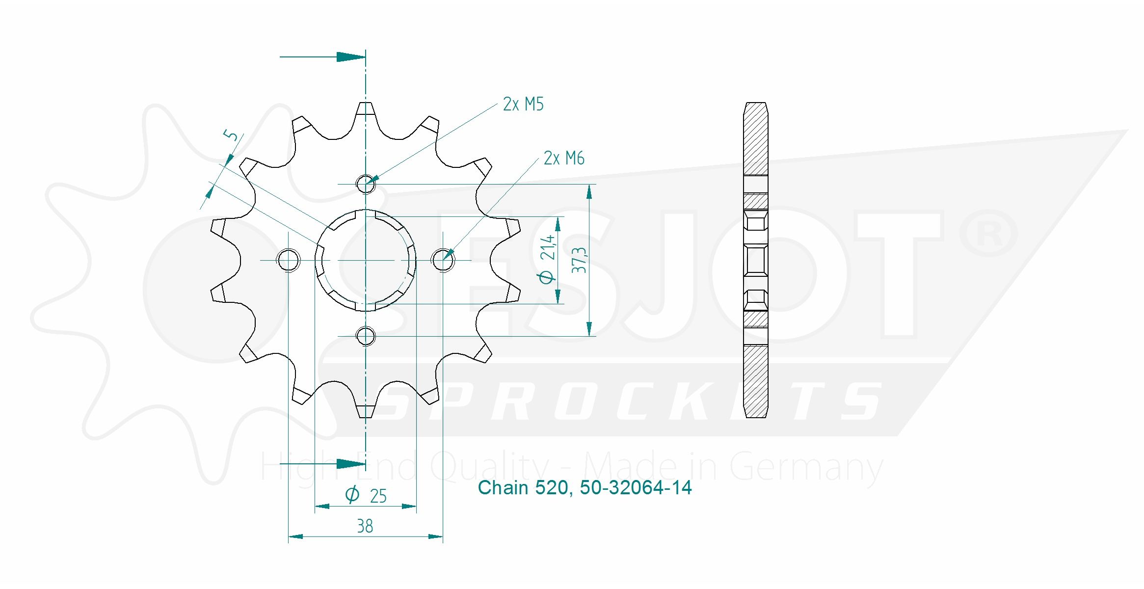 Yamaha Gable - 520 - 14 denti - simile JTF1573 - Made in Germania
