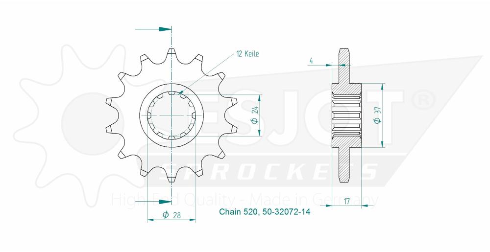 Gable leggero - 520 - 14 denti - Made in Germania