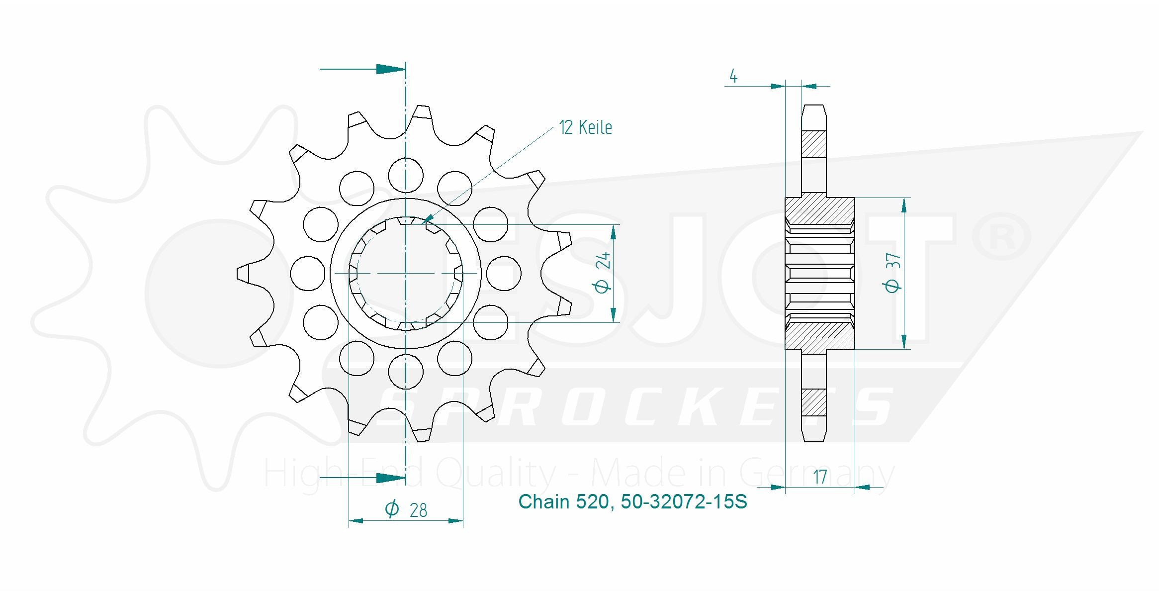 Pignone Ultralight 15 Denti - Passo 520 - Simile JTF295