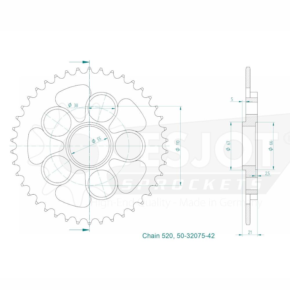 Ducati Steel Crown - 520 - 42 denti - Made in Germania