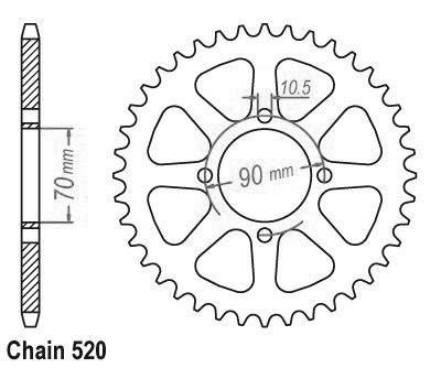 Kawasaki Steel Crown - 520 - 43 Denti - simile JTR1414 - Made in Germania