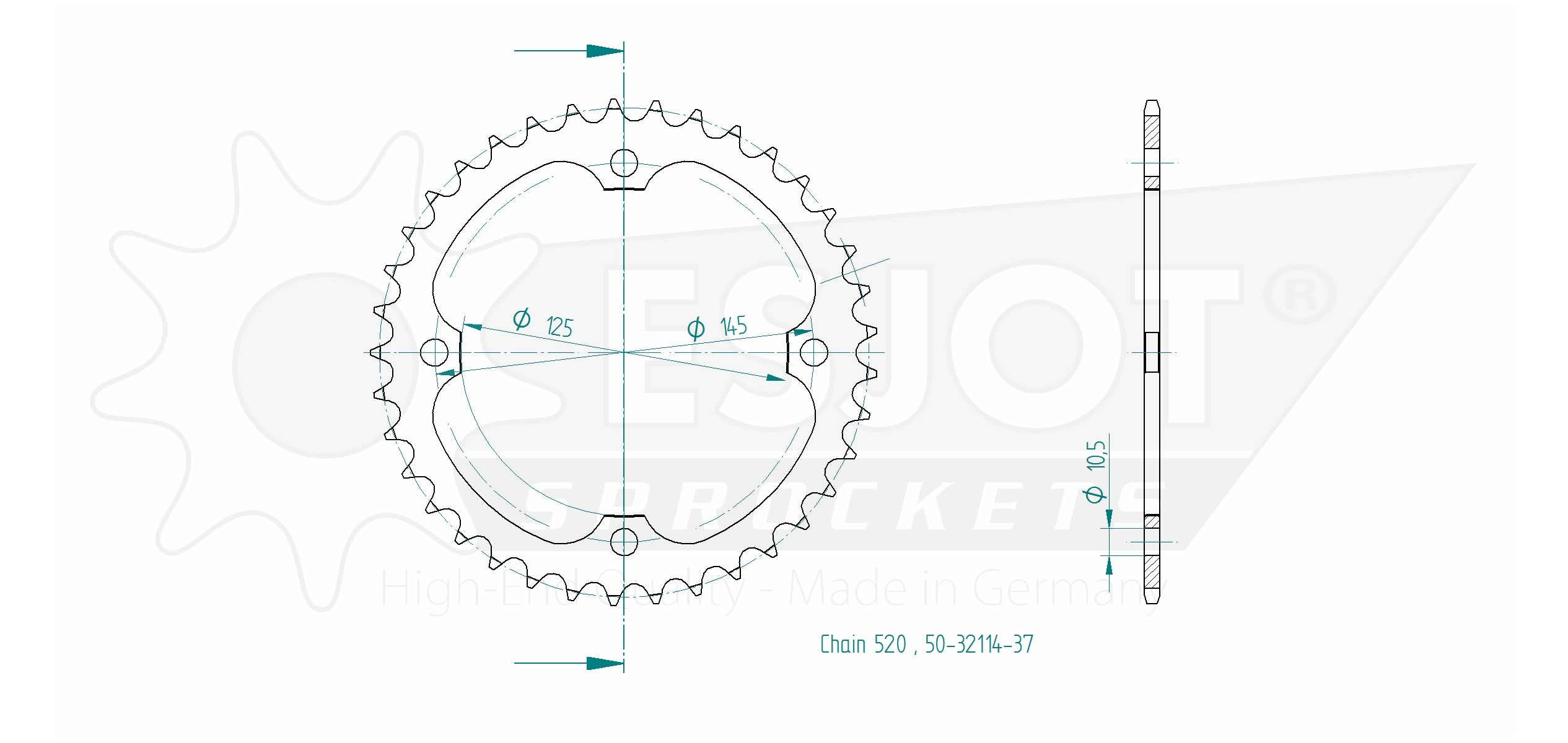 Steel Crown TT Yamaha - 520 - 37 Denti - Made in Germania