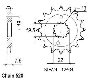 Kawasaki -Suzuki -Triton Gable - 520 - 14 denti - simile JTF1401 - Made in Germania