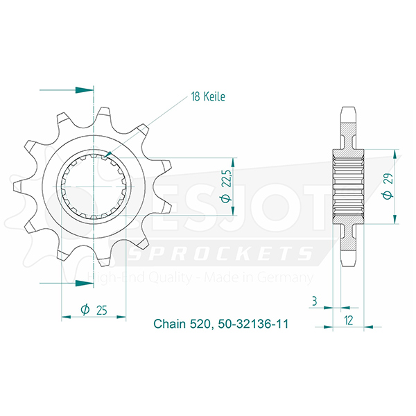 Gasgas -Polaris Gable - 520 - 11 denti - Made in Germania