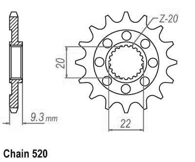 TT Kawasaki Gable - 520 - 12 denti - simile JTF1446 - Made in Germania