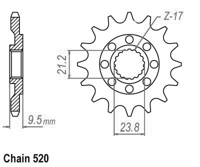 TT Honda Gable - 520 - 12 denti - simile JTF284 - Made in Germania