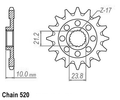 Pignone tt Suzuki - 520 - 12 denti - simile JTF1443 - Made in Germania