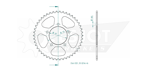 Suzuki Steel Crown - 520 - 46 Denti - simile JTR823 - Made in Germania
