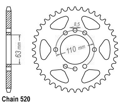 KTM Steel Crown - 520 - 45 denti - simile JTR890 - Made in Germania