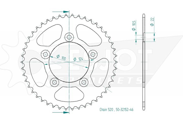 Ducati Steel Crown - 520 - 46 Denti - simile JTR746 - Made in Germania