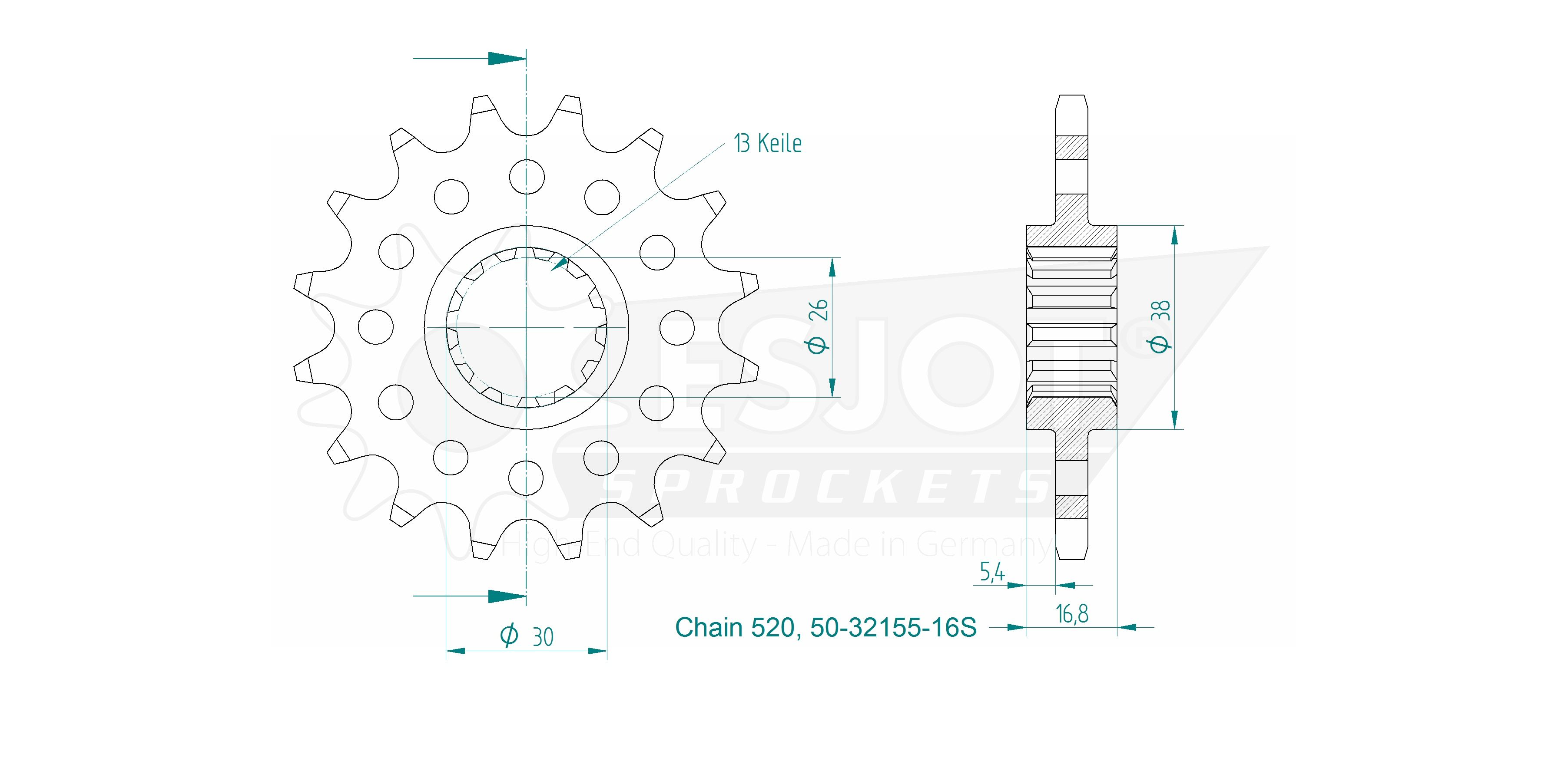Pignone Ultralight 16 Denti - Passo 520 - Simile JTF1267