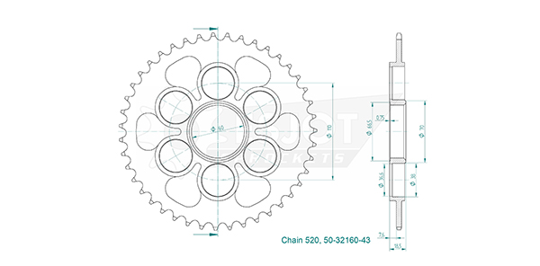 Ducati Steel Crown - 520 - 43 denti - Made in Germania
