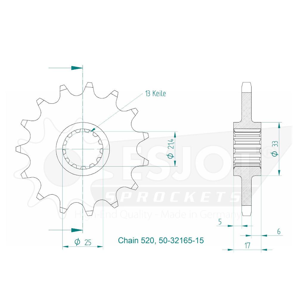 Pignone - 520 - 15 denti - Made in Germania