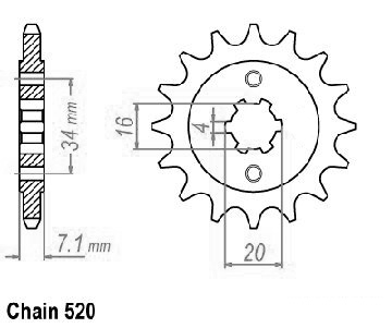 KTM Gable - 520 - 14 Denti - Simile JTF1903 - Made in Germania