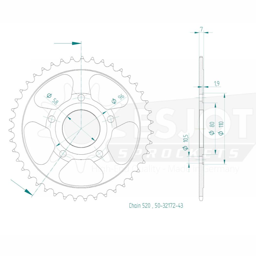 Corona Esjot 520 - 43 denti