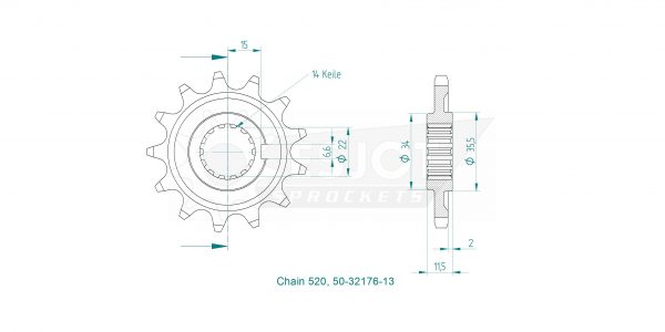TT Sherco Gable - 520 - 13 denti - Made in Germania