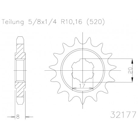 TT Sherco Gable - 520 - 9 denti - Made in Germania